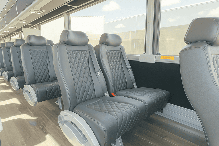 interior of Lauderhill Minibus Company charter bus