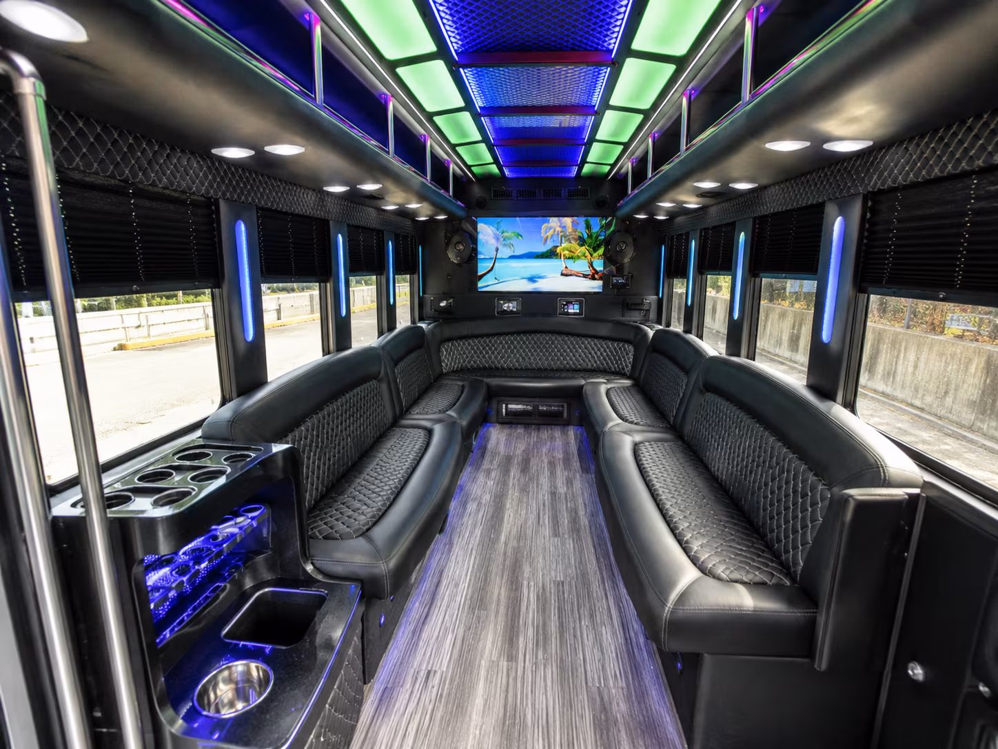 lauderhill 18 passenger party bus inside